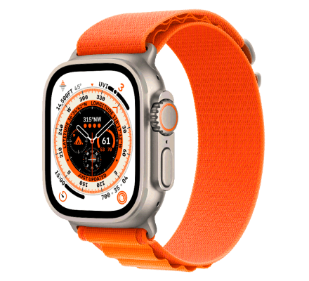 Apple Watch Ultra 49mm Cellular עם רצועת Alpine Loop - ירוק וכתום